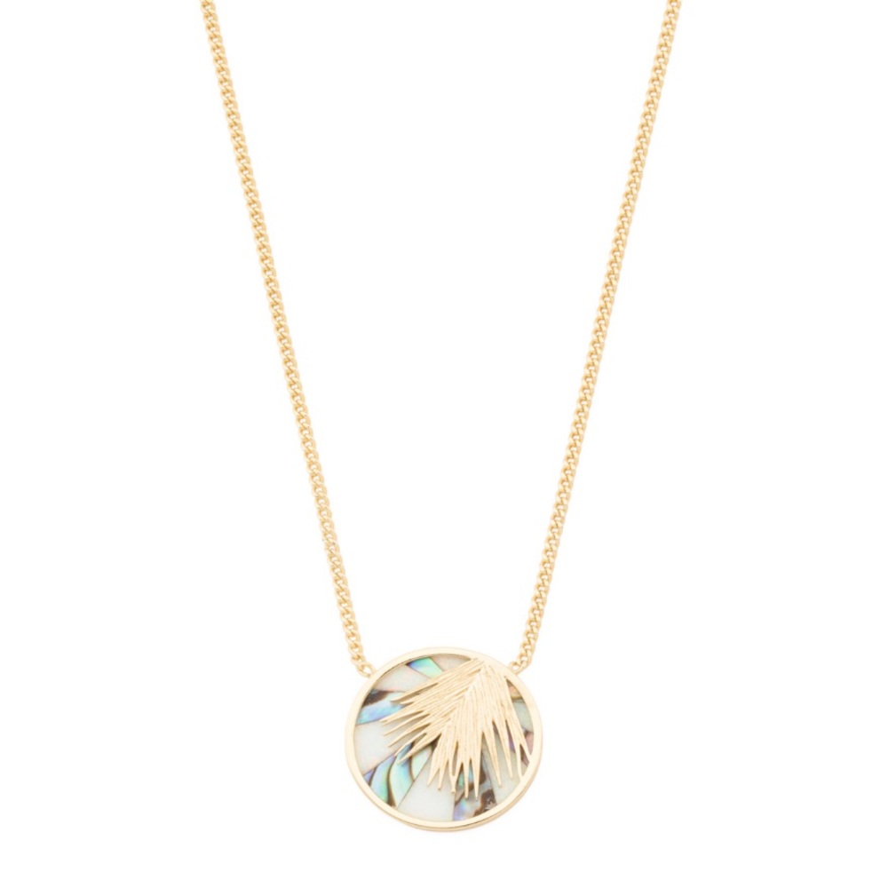 Gorjana 18k gold Abalone Palm Mosaic Necklace